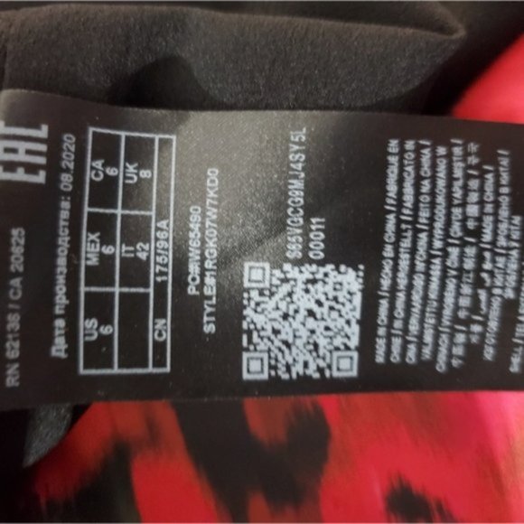 Marciano Guess "Red Rhapsody" 60s Style Satin Smooth Floral Puff Shoulder Dress - Picture 6 of 16